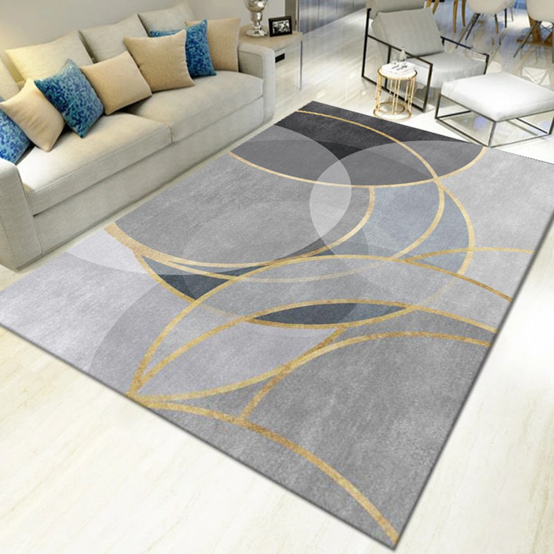 Pink Striped Rug Polyester Modern Rug Stain Resistant Rug for Living Room