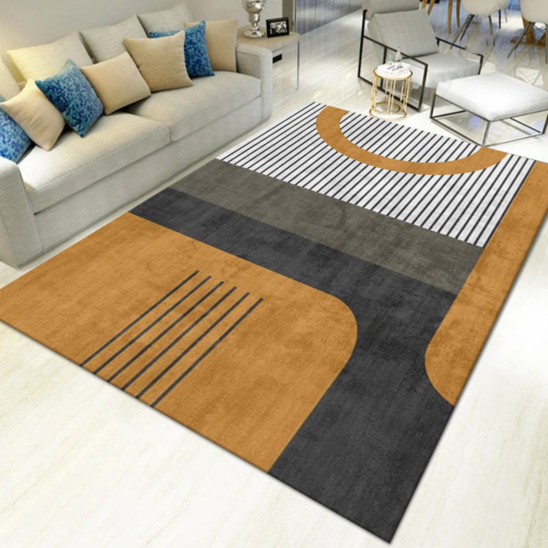 Pink Striped Rug Polyester Modern Rug Stain Resistant Rug for Living Room