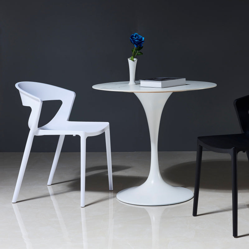 Silla de comedor de plástico de estilo contemporáneo, sillas laterales sin brazos para cocina