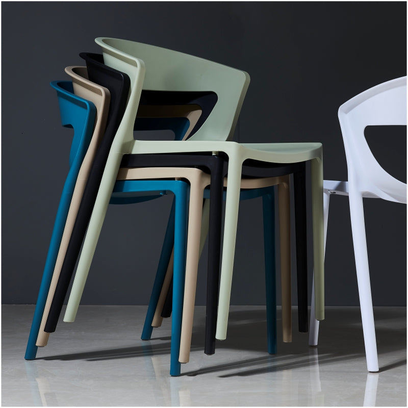 Silla de comedor de plástico de estilo contemporáneo, sillas laterales sin brazos para cocina