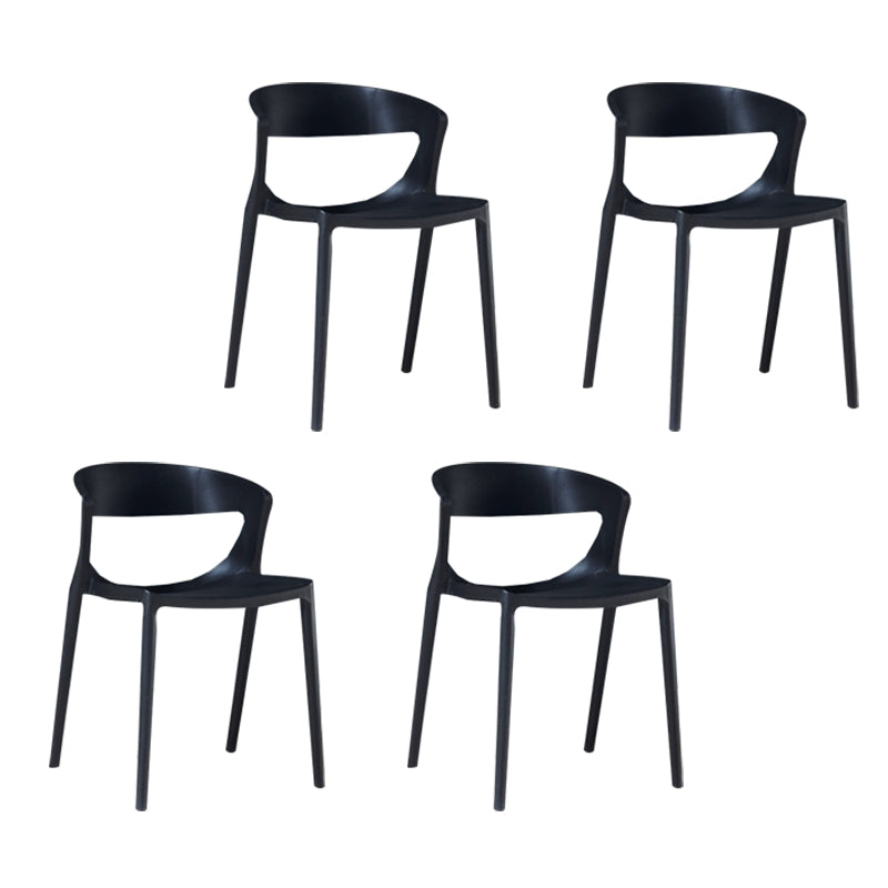 Silla de comedor de plástico de estilo contemporáneo, sillas laterales sin brazos para cocina