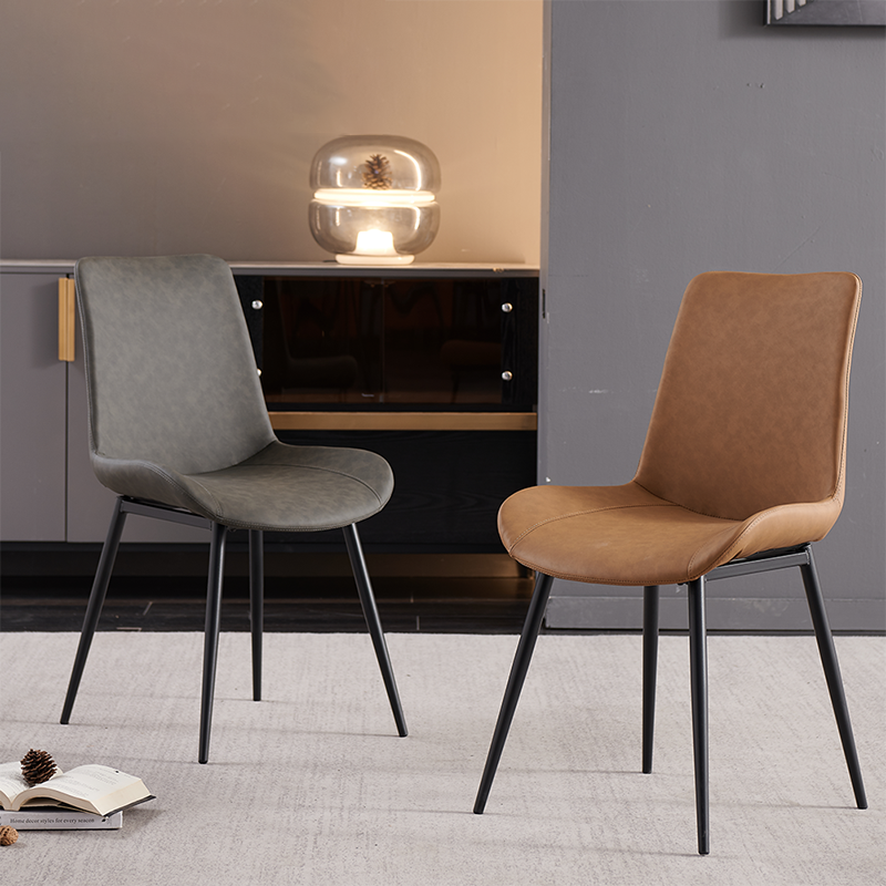 Restaurante contemporáneo Silla lateral con respaldo sólido Silla de comedor de cuero