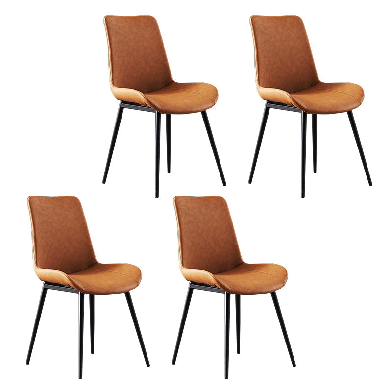 Restaurante contemporáneo Silla lateral con respaldo sólido Silla de comedor de cuero