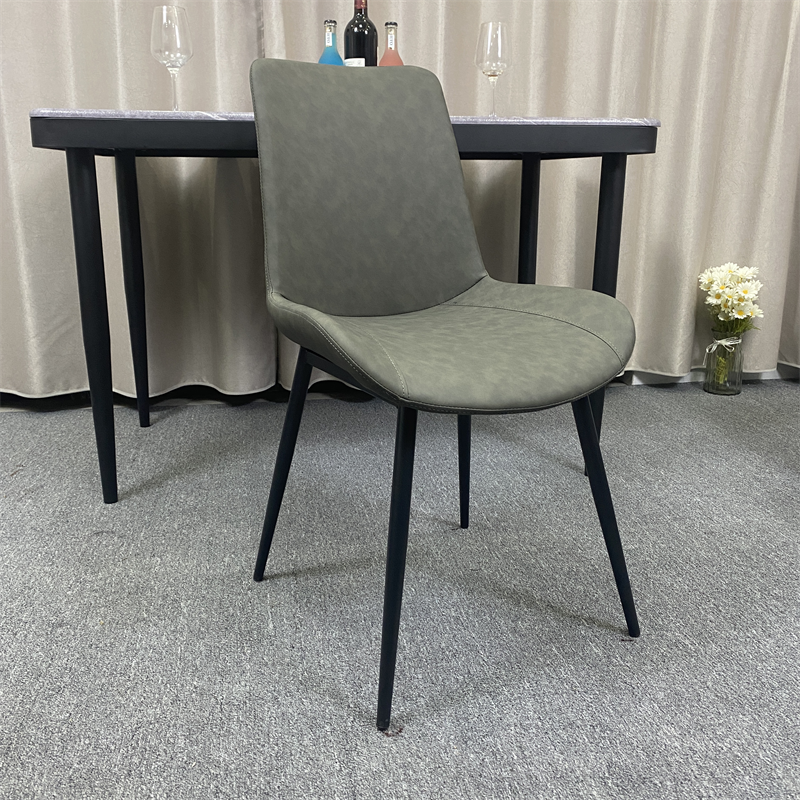 Restaurante contemporáneo Silla lateral con respaldo sólido Silla de comedor de cuero
