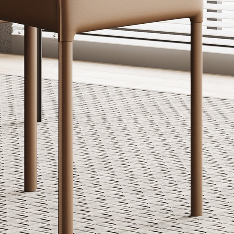Silla de comedor de cuero contemporánea, silla lateral de comedor de metal para uso doméstico