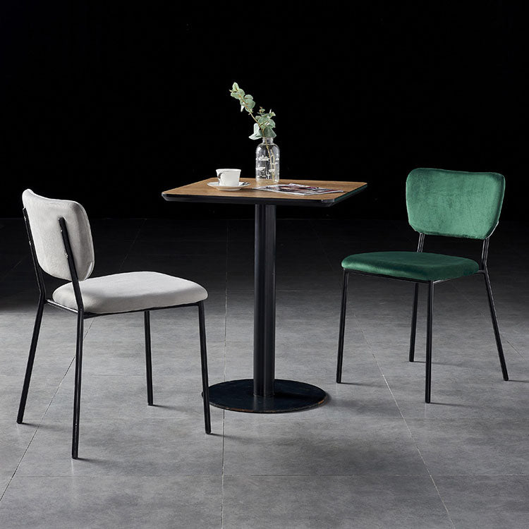 Sillas de comedor de estilo nórdico, sillas apilables sin brazos con respaldo abierto y patas de metal