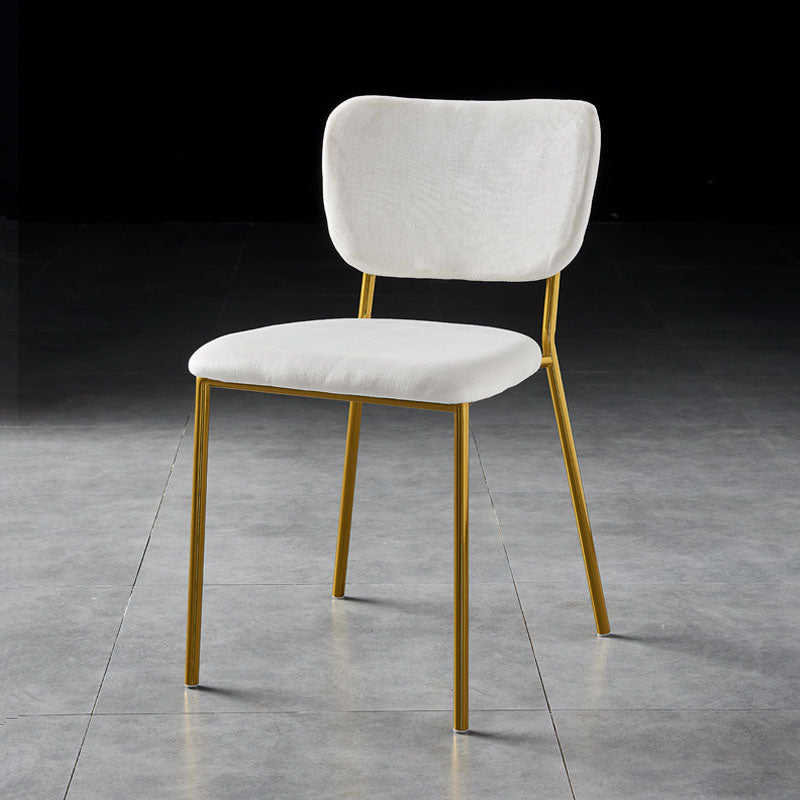 Sillas de comedor de estilo nórdico, sillas apilables sin brazos con respaldo abierto y patas de metal
