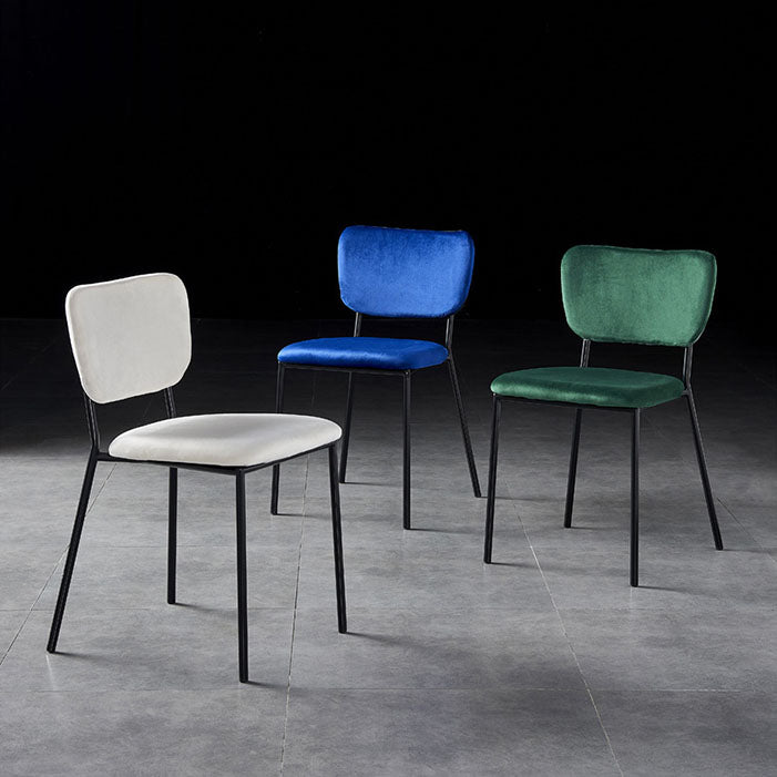 Sillas de comedor de estilo nórdico, sillas apilables sin brazos con respaldo abierto y patas de metal