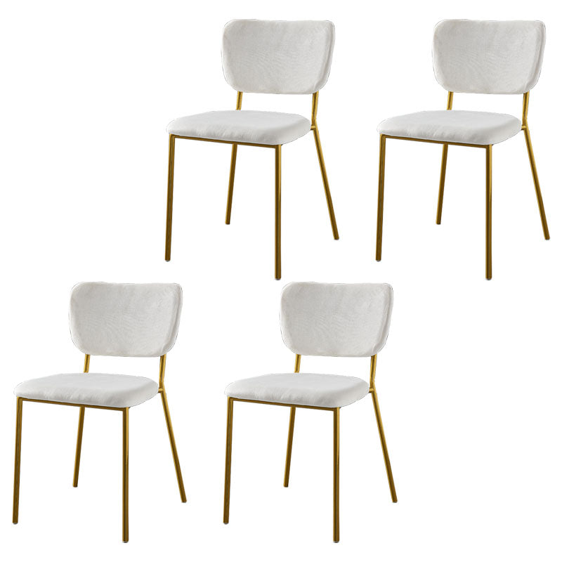 Sillas de comedor de estilo nórdico, sillas apilables sin brazos con respaldo abierto y patas de metal