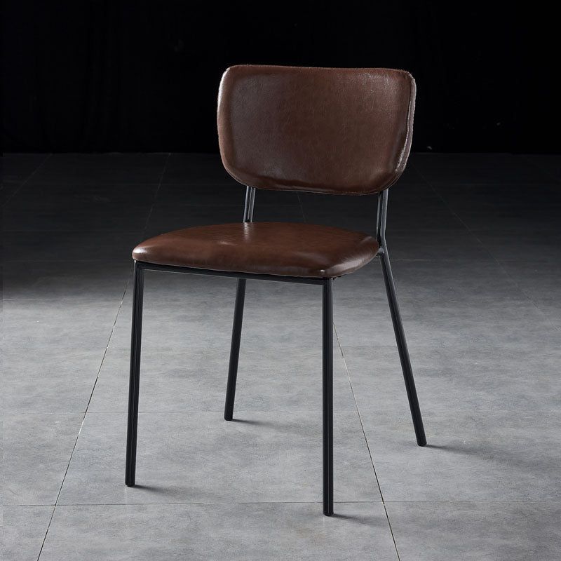 Sillas de comedor de estilo nórdico, sillas apilables sin brazos con respaldo abierto y patas de metal