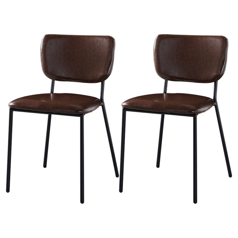 Sillas de comedor de estilo nórdico, sillas apilables sin brazos con respaldo abierto y patas de metal