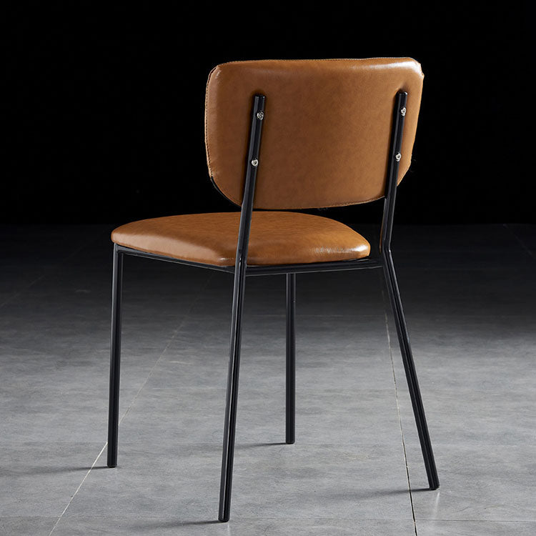 Sillas de comedor de estilo nórdico, sillas apilables sin brazos con respaldo abierto y patas de metal