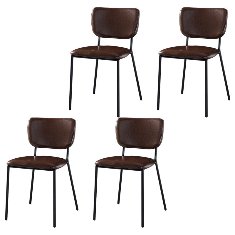 Sillas de comedor de estilo nórdico, sillas apilables sin brazos con respaldo abierto y patas de metal