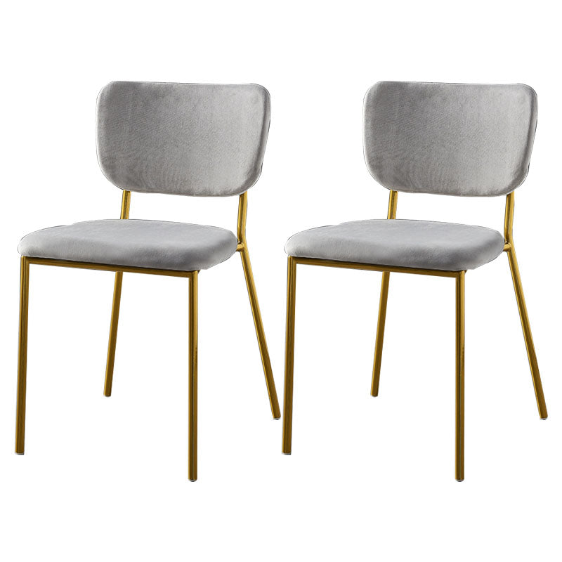 Sillas de comedor de estilo nórdico, sillas apilables sin brazos con respaldo abierto y patas de metal