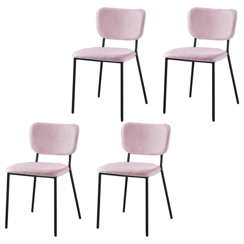 Sillas de comedor de estilo nórdico, sillas apilables sin brazos con respaldo abierto y patas de metal