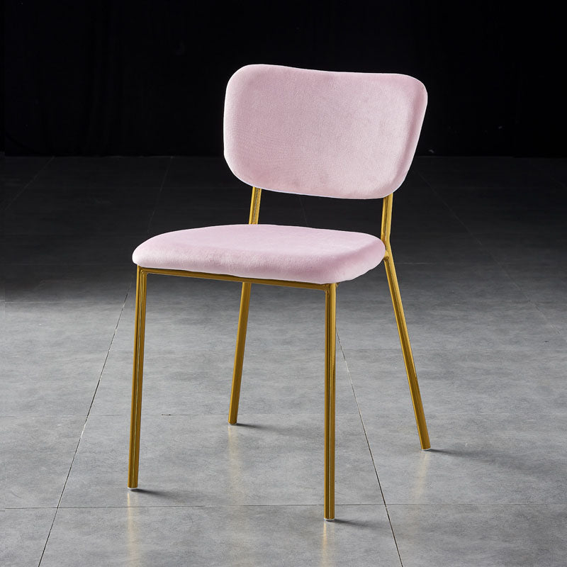 Sillas de comedor de estilo nórdico, sillas apilables sin brazos con respaldo abierto y patas de metal