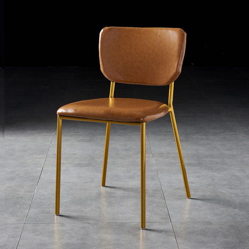 Sillas de comedor de estilo nórdico, sillas apilables sin brazos con respaldo abierto y patas de metal