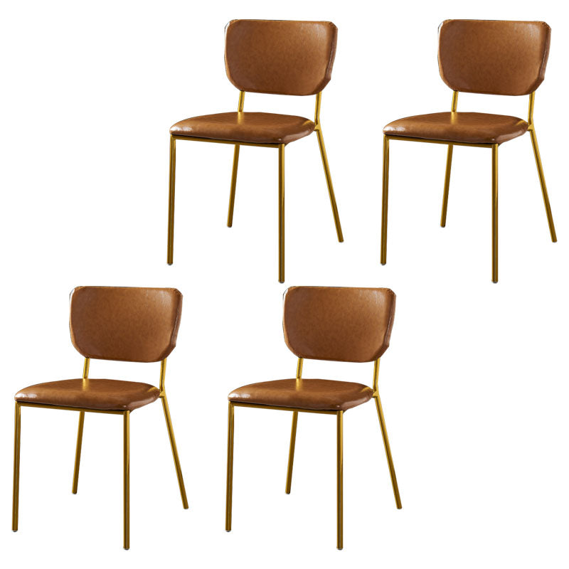 Sillas de comedor de estilo nórdico, sillas apilables sin brazos con respaldo abierto y patas de metal