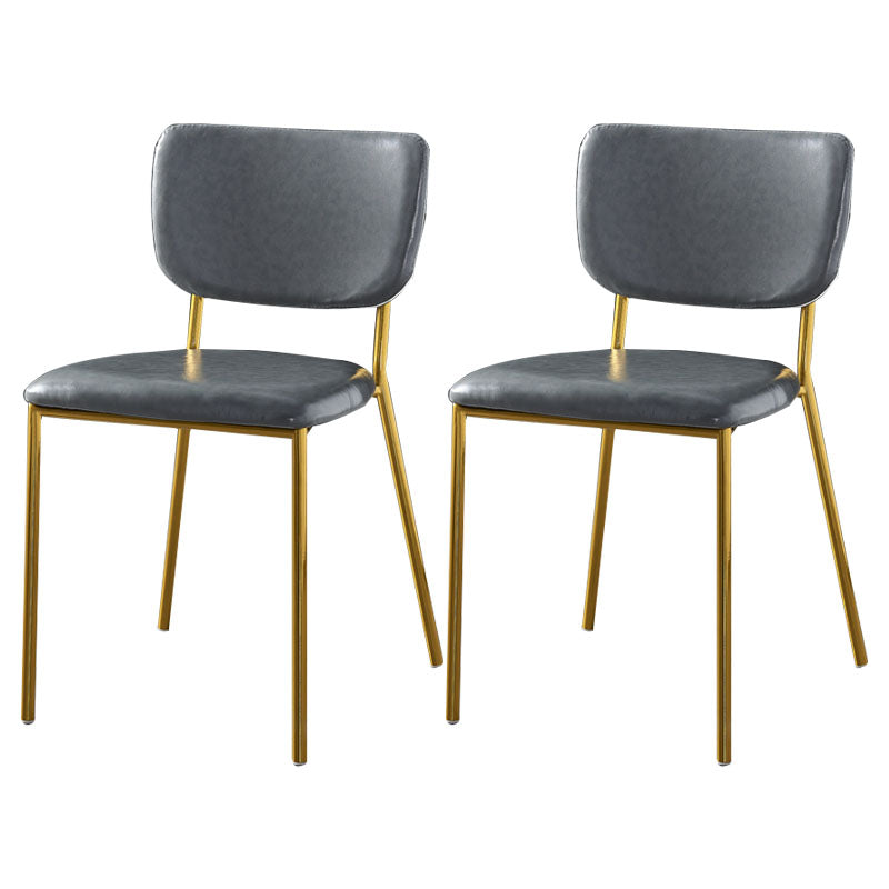 Sillas de comedor de estilo nórdico, sillas apilables sin brazos con respaldo abierto y patas de metal
