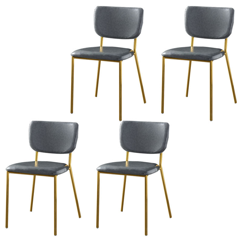 Sillas de comedor de estilo nórdico, sillas apilables sin brazos con respaldo abierto y patas de metal