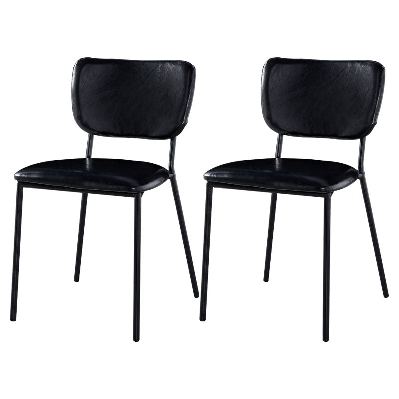 Sillas de comedor de estilo nórdico, sillas apilables sin brazos con respaldo abierto y patas de metal