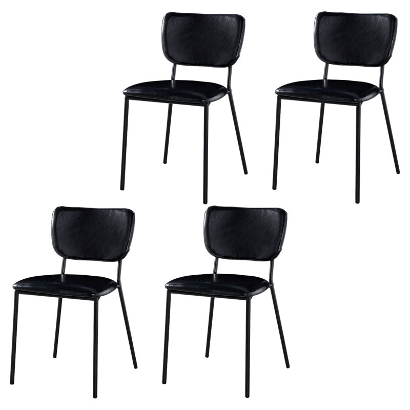 Sillas de comedor de estilo nórdico, sillas apilables sin brazos con respaldo abierto y patas de metal