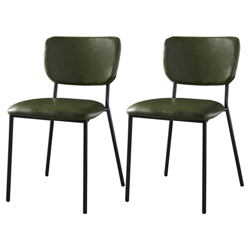 Sillas de comedor de estilo nórdico, sillas apilables sin brazos con respaldo abierto y patas de metal