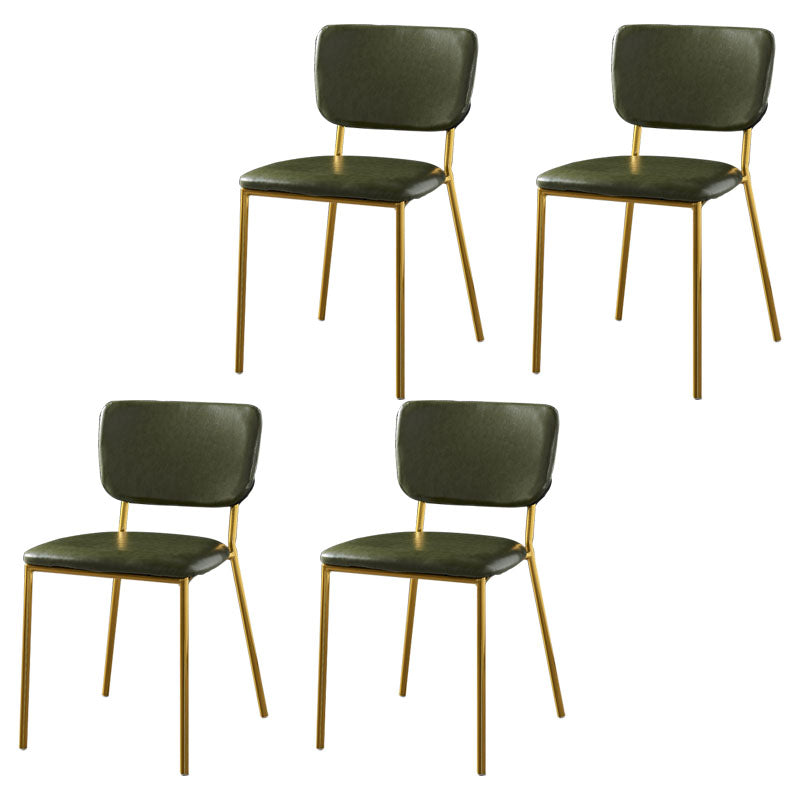 Sillas de comedor de estilo nórdico, sillas apilables sin brazos con respaldo abierto y patas de metal