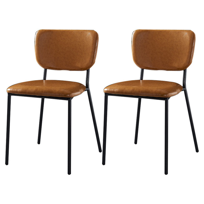 Sillas de comedor de estilo nórdico, sillas apilables sin brazos con respaldo abierto y patas de metal