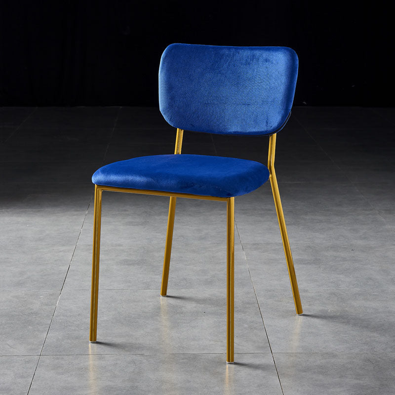 Sillas de comedor de estilo nórdico, sillas apilables sin brazos con respaldo abierto y patas de metal