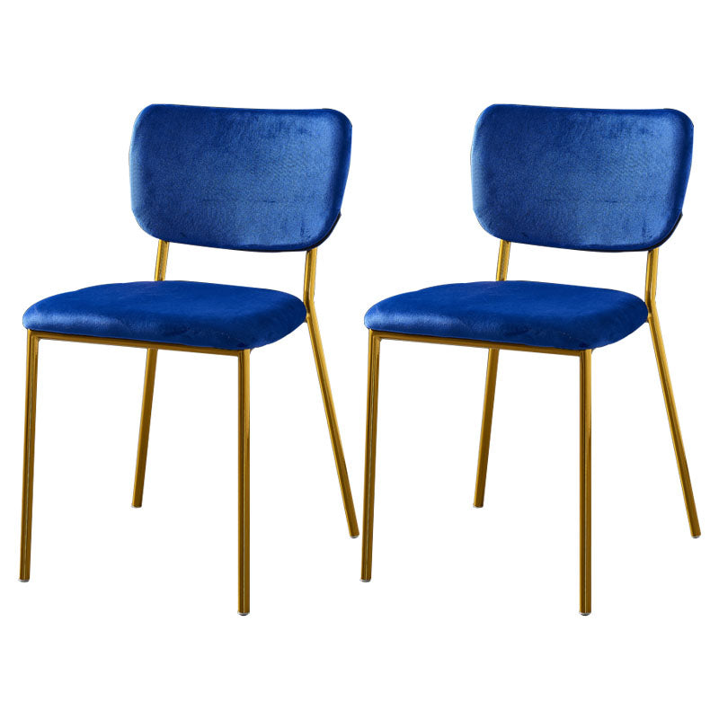 Sillas de comedor de estilo nórdico, sillas apilables sin brazos con respaldo abierto y patas de metal