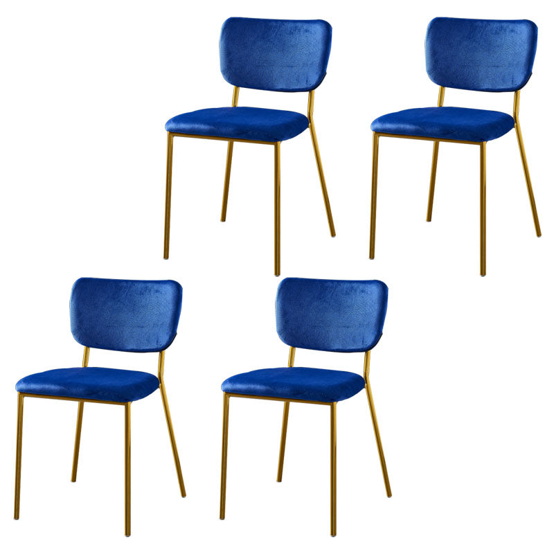 Sillas de comedor de estilo nórdico, sillas apilables sin brazos con respaldo abierto y patas de metal