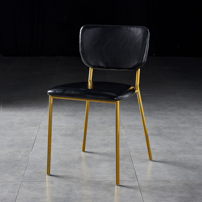 Sillas de comedor de estilo nórdico, sillas apilables sin brazos con respaldo abierto y patas de metal