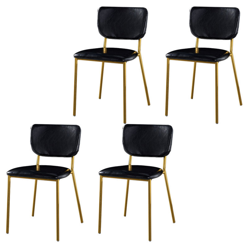 Sillas de comedor de estilo nórdico, sillas apilables sin brazos con respaldo abierto y patas de metal