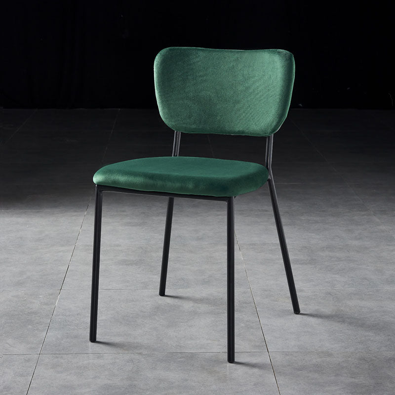 Sillas de comedor de estilo nórdico, sillas apilables sin brazos con respaldo abierto y patas de metal