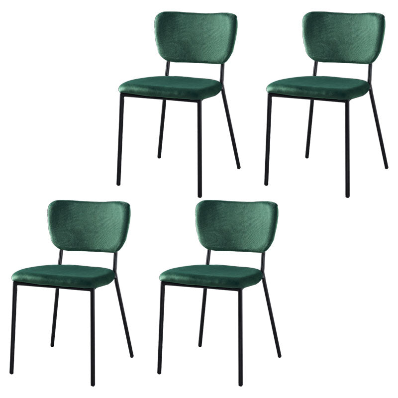 Sillas de comedor de estilo nórdico, sillas apilables sin brazos con respaldo abierto y patas de metal