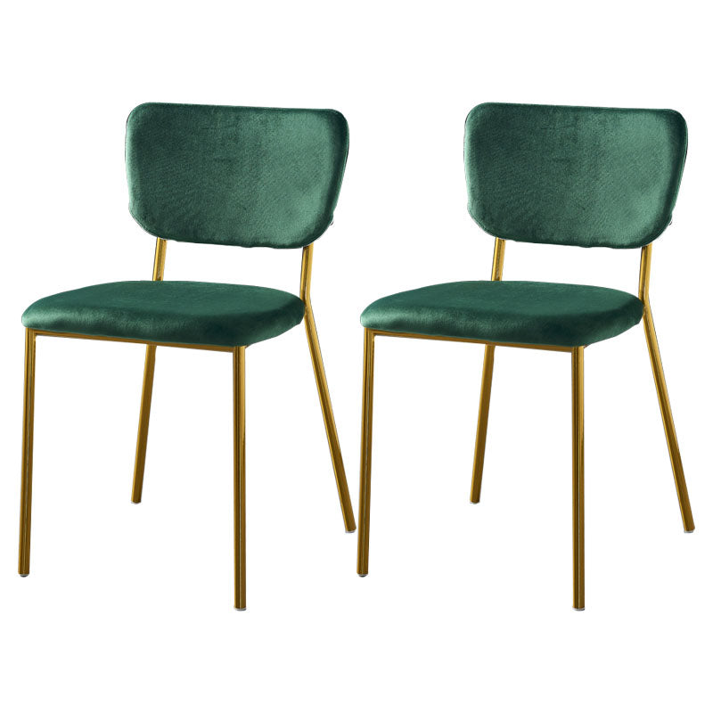 Sillas de comedor de estilo nórdico, sillas apilables sin brazos con respaldo abierto y patas de metal