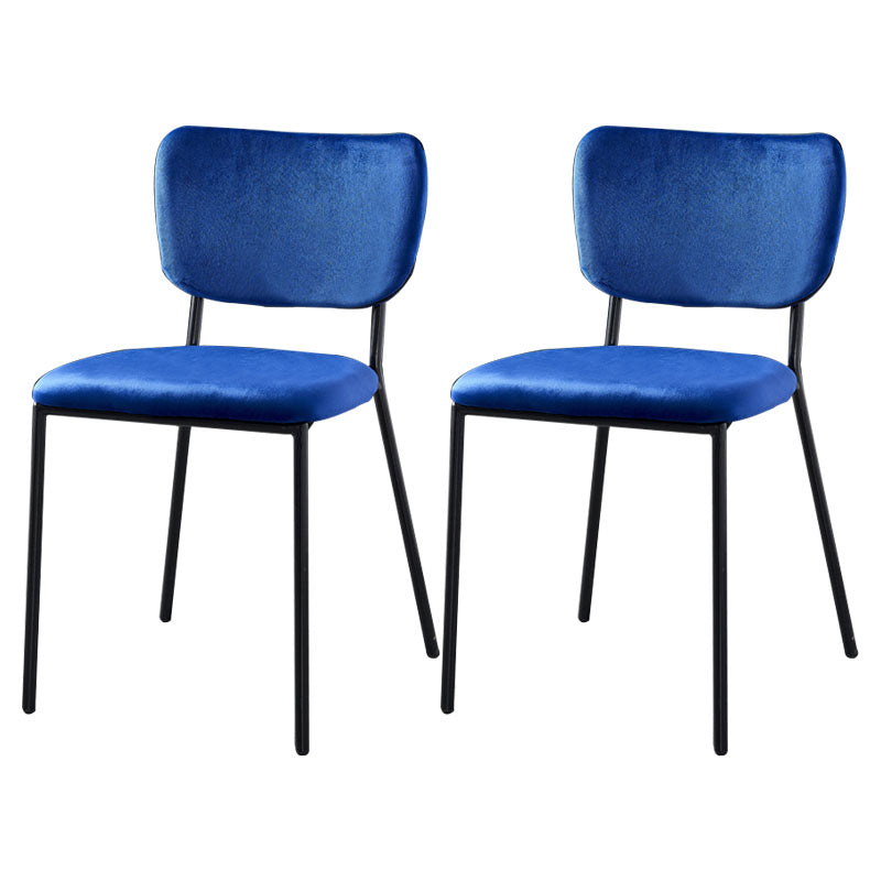Sillas de comedor de estilo nórdico, sillas apilables sin brazos con respaldo abierto y patas de metal
