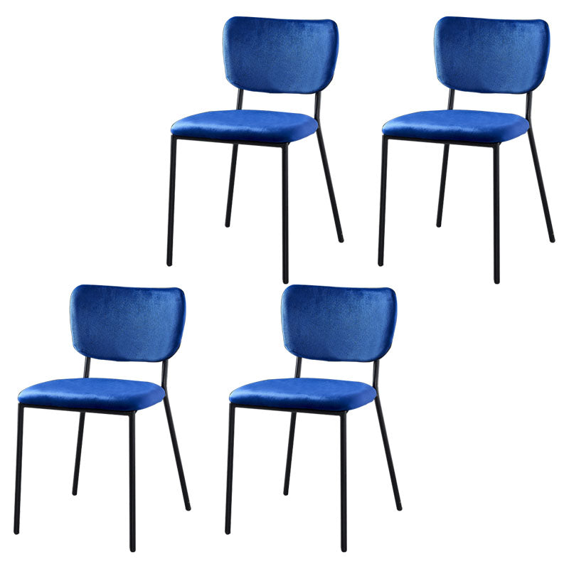 Sillas de comedor de estilo nórdico, sillas apilables sin brazos con respaldo abierto y patas de metal