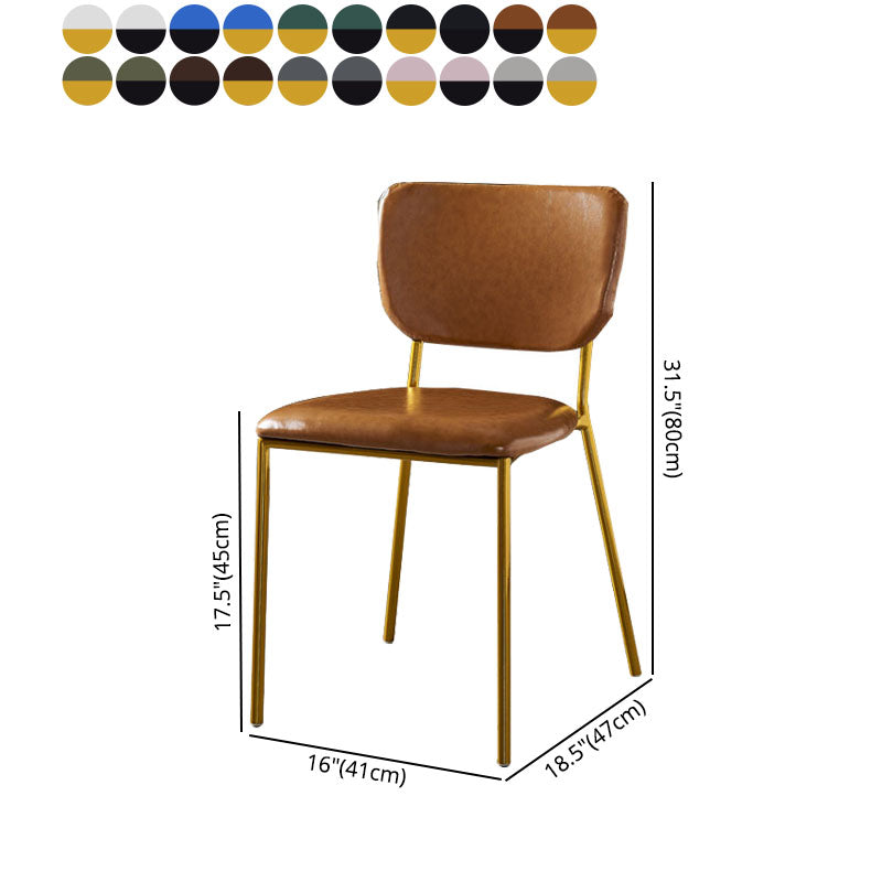 Sillas de comedor de estilo nórdico, sillas apilables sin brazos con respaldo abierto y patas de metal