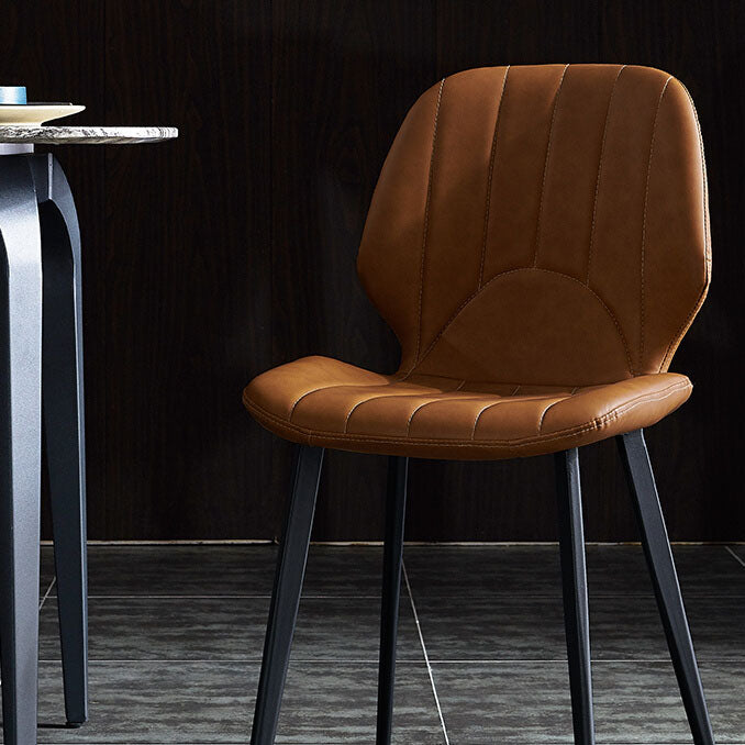 Silla de comedor contemporánea, silla lateral de metal sin brazos para cocina