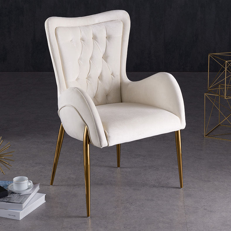 Silla de comedor de metal moderno, sillón lateral de terciopelo para uso en restaurantes