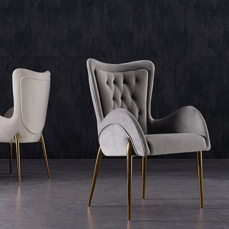 Silla de comedor de metal moderno, sillón lateral de terciopelo para uso en restaurantes