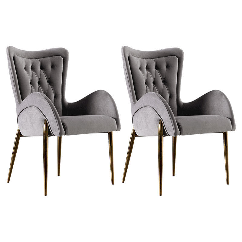 Silla de comedor de metal moderno, sillón lateral de terciopelo para uso en restaurantes