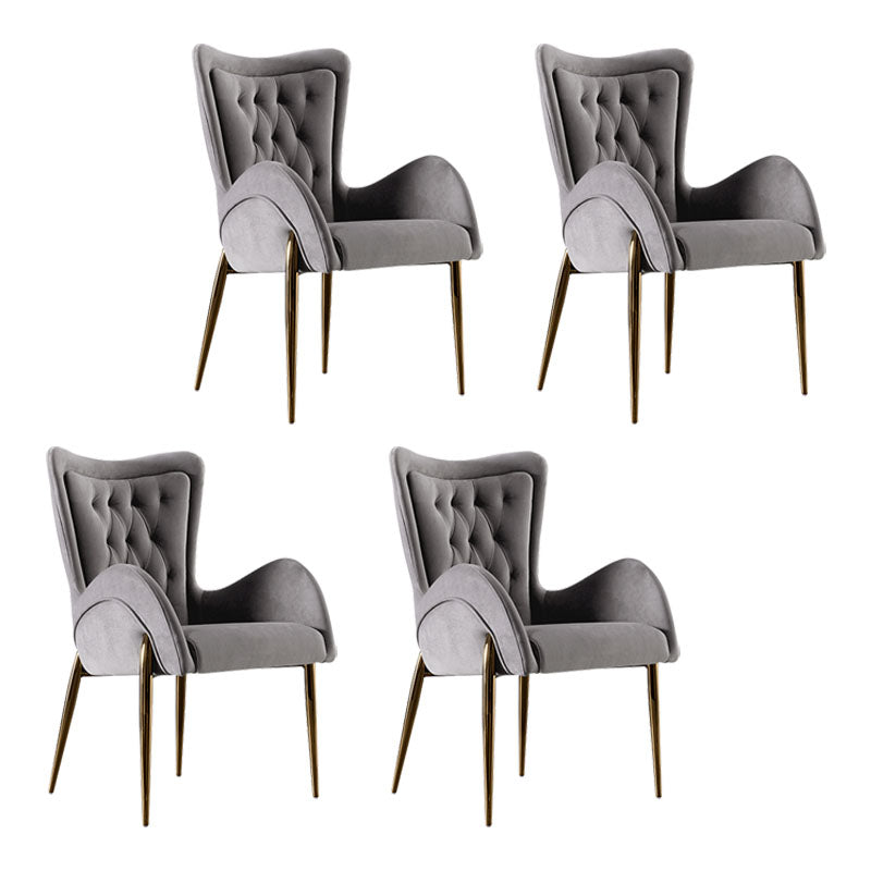 Silla de comedor de metal moderno, sillón lateral de terciopelo para uso en restaurantes