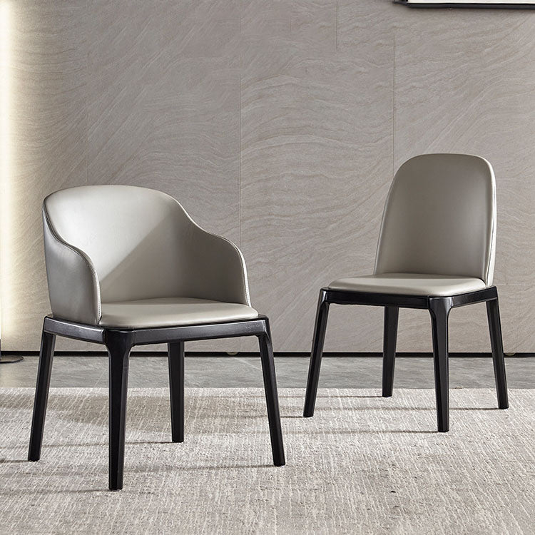 Industrial Home Parsons Silla auxiliar Silla de comedor de cuero con patas de madera