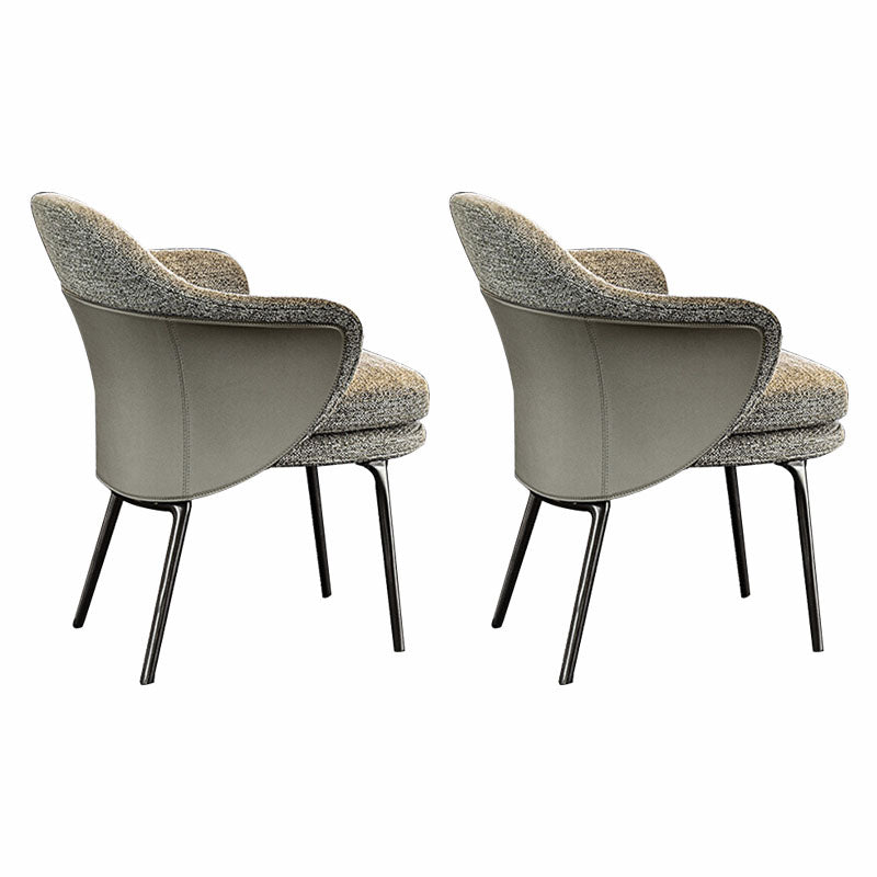 Silla de comedor de metal moderno, silla lateral de tela para uso en restaurantes