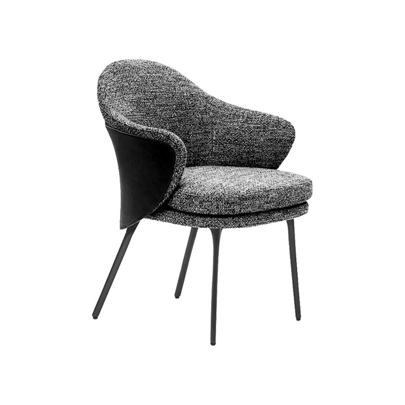 Silla de comedor de metal moderno, silla lateral de tela para uso en restaurantes