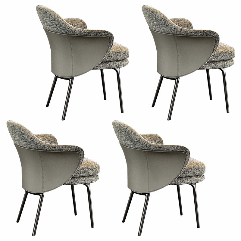 Silla de comedor de metal moderno, silla lateral de tela para uso en restaurantes