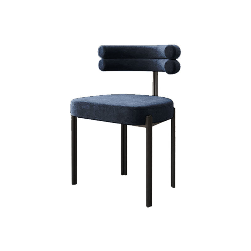 Silla sin brazos de comedor de metal moderno, silla lateral de comedor de terciopelo para uso en restaurantes
